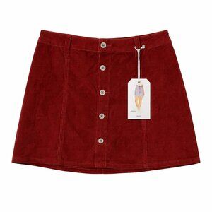 REgeneration Skirt Women Size 11/30 Burgundy Corduroy Vintage Retro Button Front